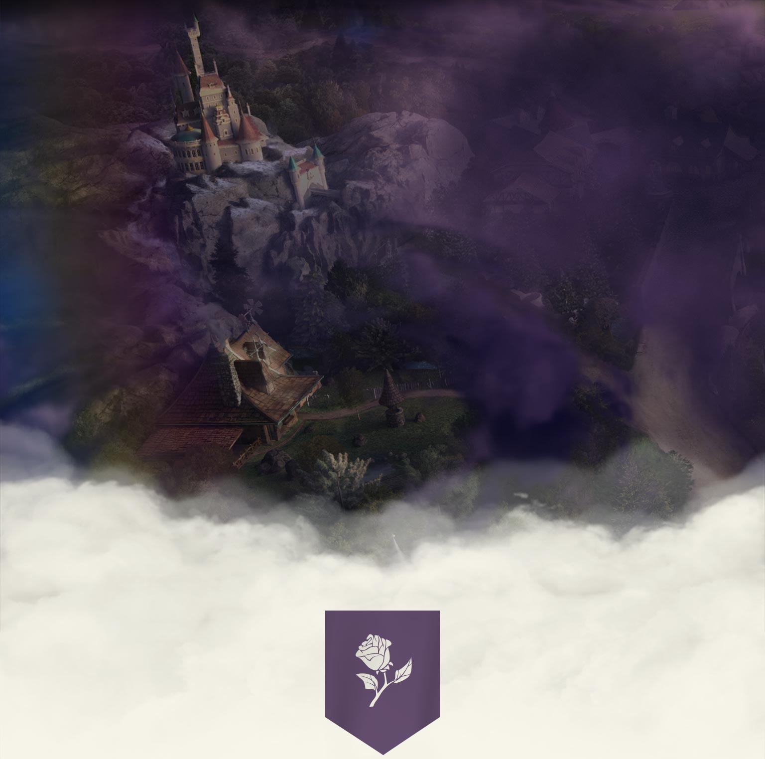 Dark clouds surround Beast’s castle in New Fantasyland.